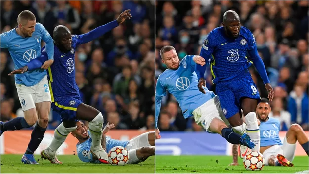 Sergio Peña intentó frenar a Lukaku, pero el belga ganó con potencia y terminó lesionado