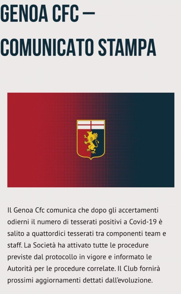 Comunicado del Genoa.