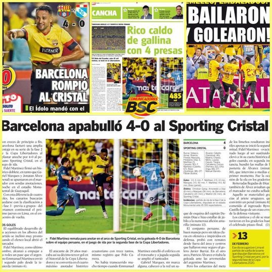 Así reaccionó la prensa ecuatoriana con la goleada de Barcelona | Foto: Líbero.