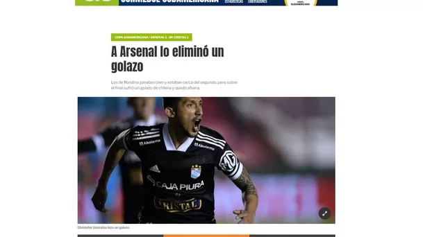 La reacción de la prensa argentina tras la eliminación de Arsenal a manos de Sporting Cristal.