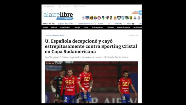 Sporting Cristal gole&amp;oacute; 3-0 a Uni&amp;oacute;n Espa&amp;ntilde;ola en Chile.