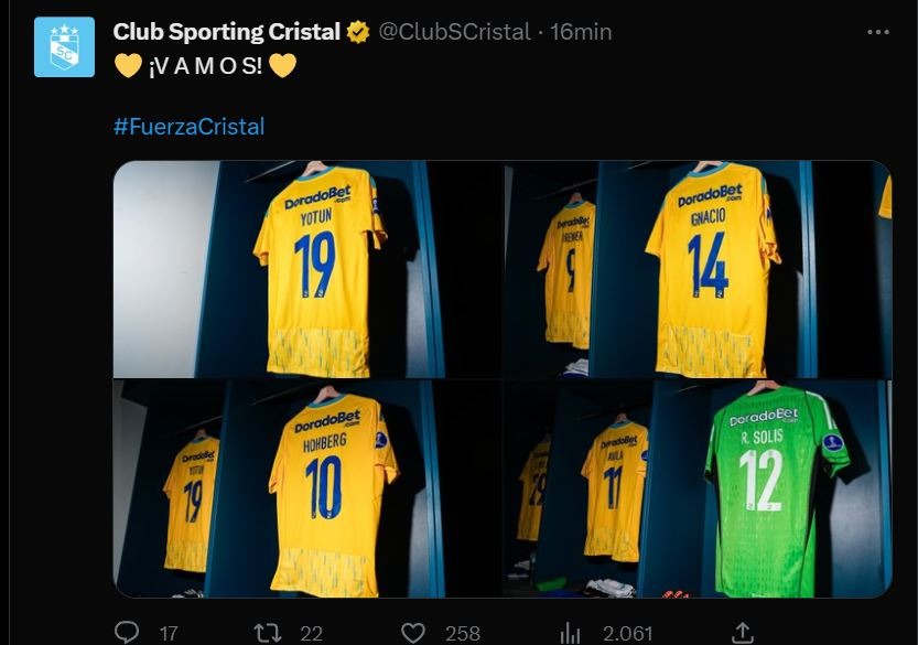 Sporting Cristal jugará de amarillo ante Emelec. | Foto: Sporting Cristal.