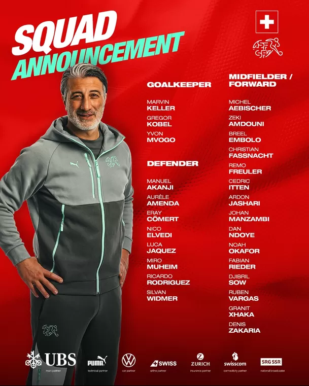 Convocados de Suiza para el Mundial 2026. | Foto: X de @nati_sfv_asf Convocados de Suiza para el Mundial 2026. | Foto: X de @nati_sfv_asf