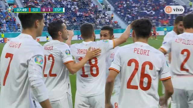 Suiza vs. España: Jordi Alba propició el 1-0 con remate que se desvió en Zakaria
