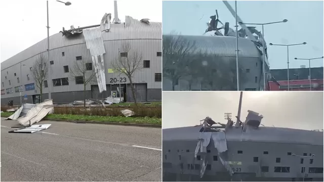 Tormenta Eunice golpea Países Bajos y techo del estadio del ADO Den Haag es afectado