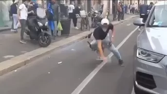 Twitter: Ciclista sufrió caída tras asustarse con pirotécnico que lanzó hincha del Inter