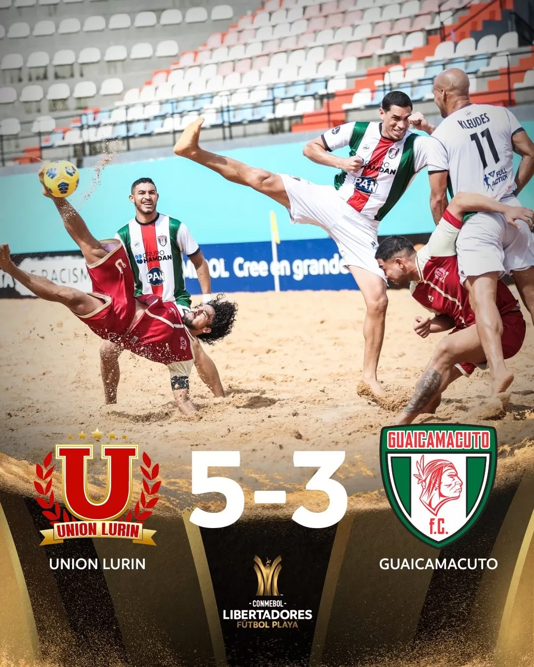 Unión Lurín 5-3 Guaicamacuto. | Fuente: CONMEBOL