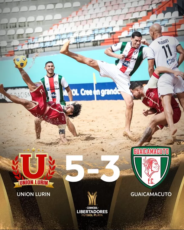 Unión Lurín 5-3 Guaicamacuto. | Fuente: CONMEBOL