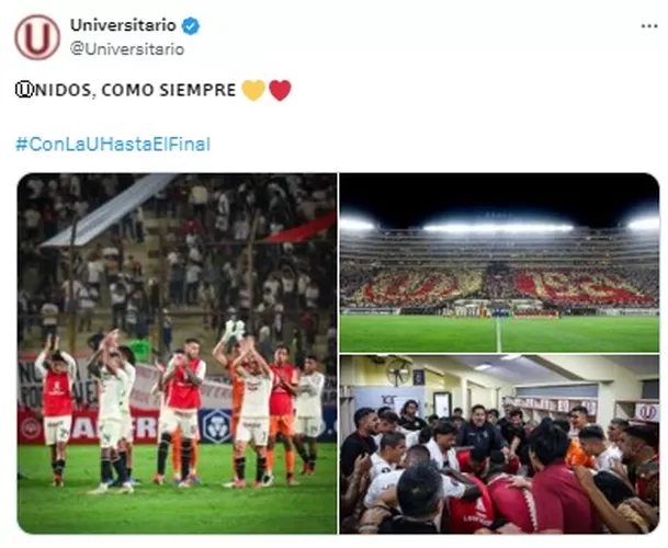 Mensaje de Universitario tras derrota ante River Plate / X