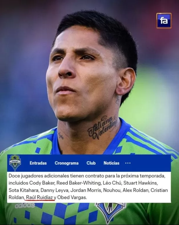 Raúl Ruidíaz se quedará en el Seattle Sounders para el 2024. | Foto: FA