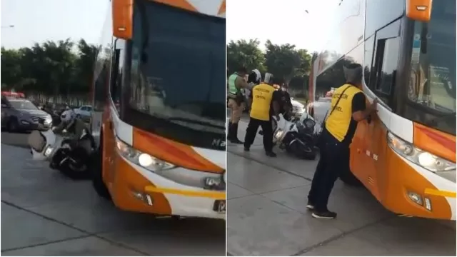 Universitario vs. Palmeiras: Bus crema impactó a un policía motorizado