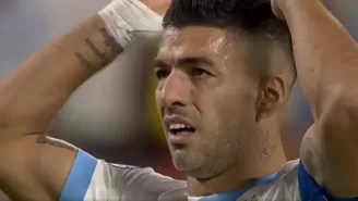 Luis Suárez estuvo muy cerca de poner el empate de Uruguay ante Colombia / Captura / D Sports
