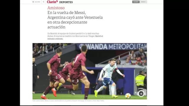 Venezuela derrotó 3-1 a Argentina en el regreso de Mesi. | Foto: Olé.-foto-2