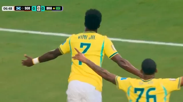 GOL de Vinicius Junior para el 1-0 de Brasil sobre Escocia / Foto y Video: América TV