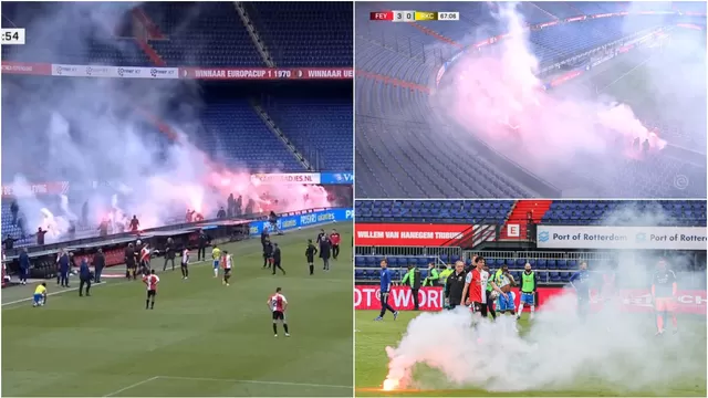 YouTube: Barristas del Feyenoord irrumpen con bengalas e interrumpen partido
