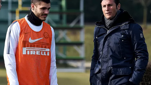 Zanetti junto a Icardi en la pr&amp;aacute;ctica del Inter.
