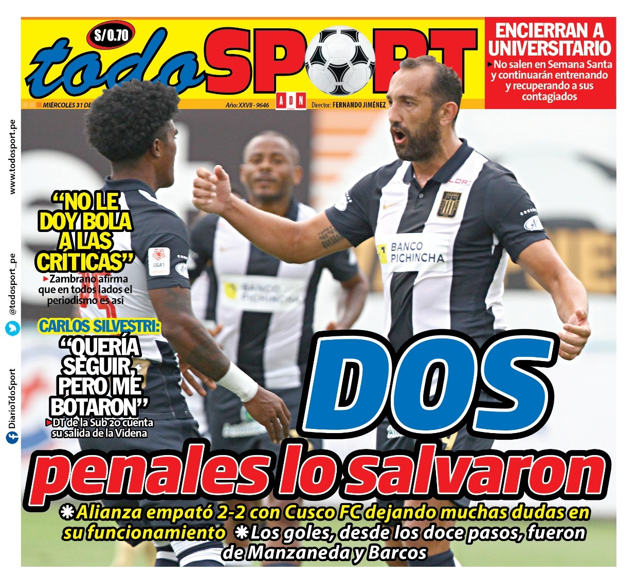 Alianza Lima acaparó portadas en diarios deportivos tras debutar en la Liga 1 - 2021