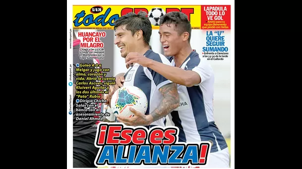 Alianza Lima acaparó portadas tras volver al triunfo en la Liga 1.