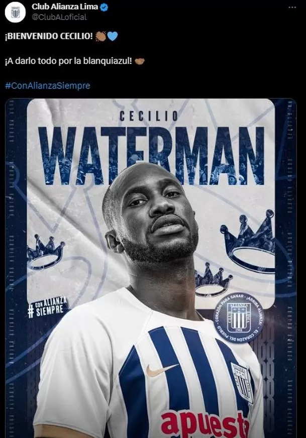 Cecilio Waterman, nuevo delantero de Alianza Lima. | Foto: Alianza Lima.