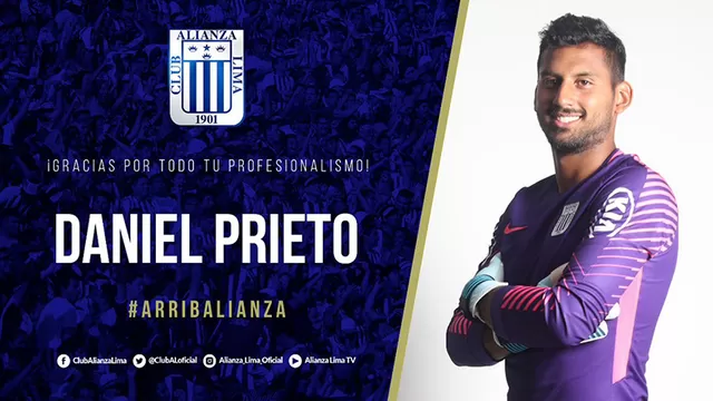 Alianza Lima anunció el préstamo del portero Daniel Prieto a Cienciano