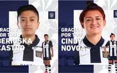 Alianza Lima comunicó salidas de Berioska Castro y Cindy Novoa del equipo femenino - Noticias de futbol-femenino