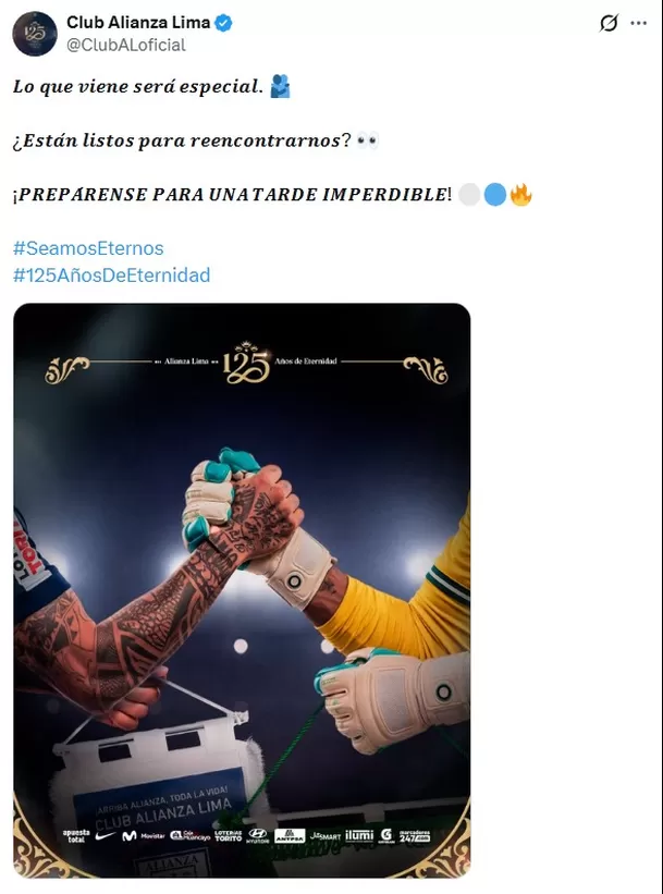 Publicación de Alianza Lima sobre amistoso ante Deportivo Cali / Fuente: X Alianza Lima