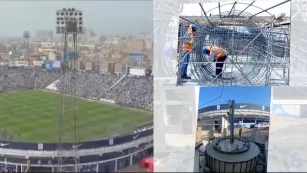 Alianza Lima continúa trabajos para la nueva iluminación de su estadio