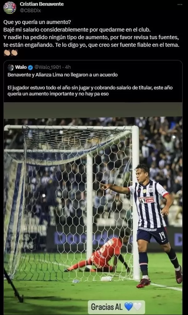 Benavente le dejó en claro su postura a un streaming aliancista. | Foto: Twitter.