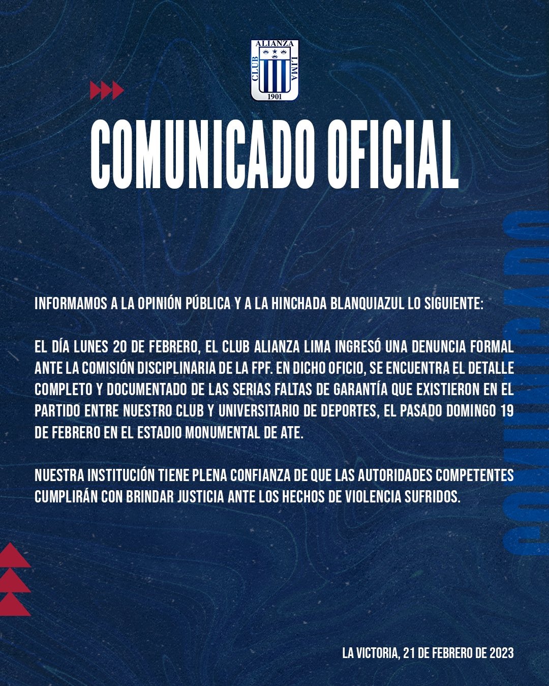 Comunicado de Alianza Lima