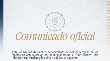 Alianza Lima emitió un comunicado a la opinión pública sobre lo sucedido con Zambrano, Peña y Trauco. Alianza Lima emitió un comunicado a la opinión pública sobre lo sucedido con Zambrano, Peña y Trauco.