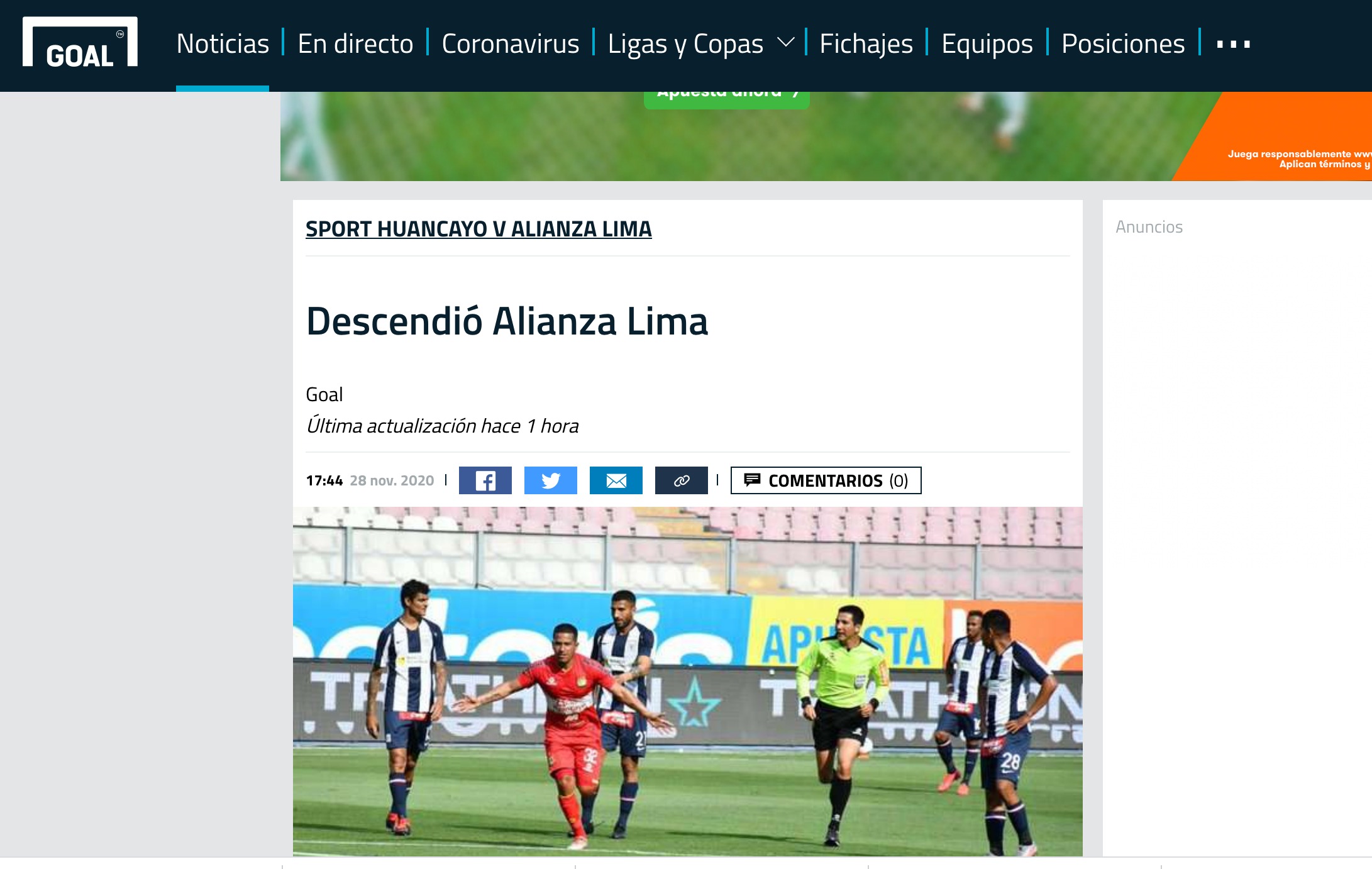 Alianza Lima descendió a Segunda División.