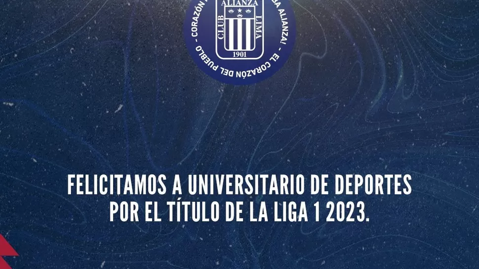 Así felicitó Alianza Lima a Universitario. | Fuente: @ClubALoficial