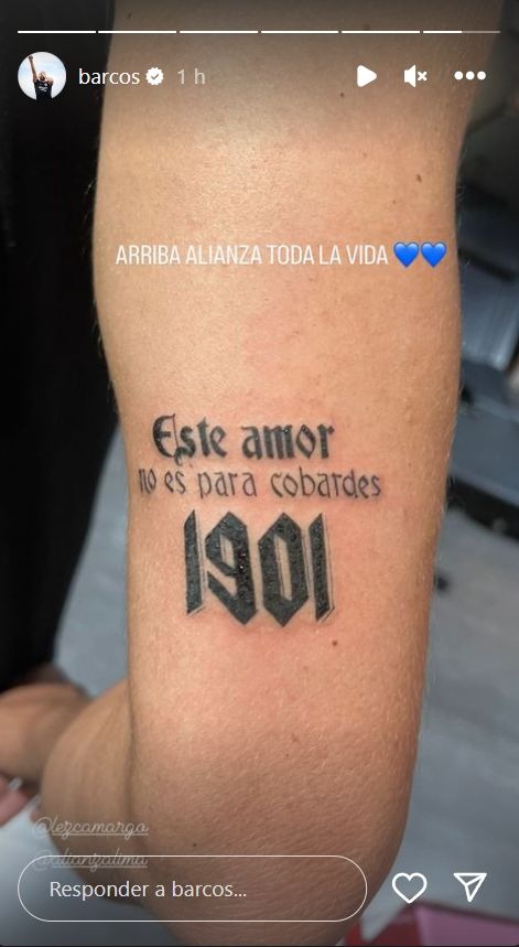 Tatuaje de Hernán Barcos tras caer en la final ante Universitario. | Foto: IG