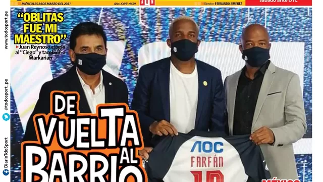 Alianza Lima: Jefferson Farfán acaparó portadas tras ser presentado en La Victoria