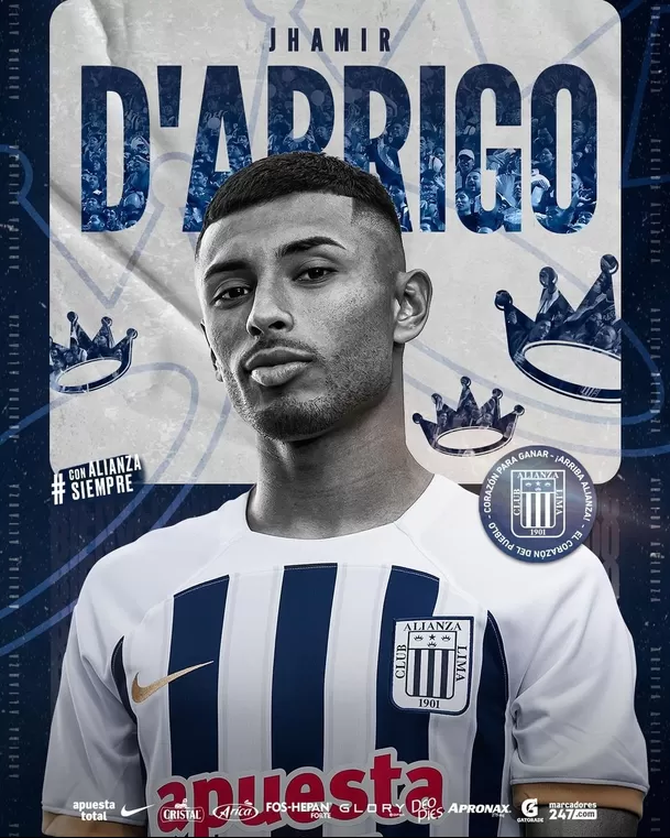 Jhamir D&#39;Arrigo jugará en Alianza Lima. | Fuente: @ClubALoficial