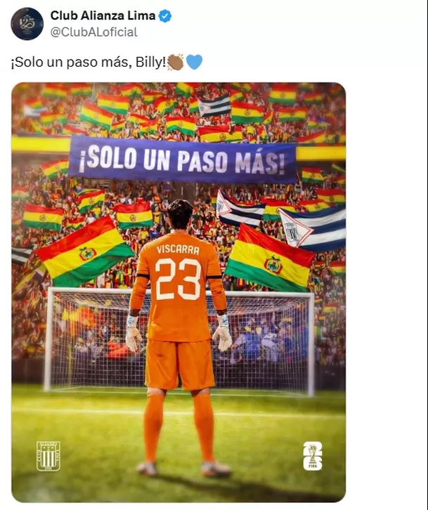 Mensaje de Alianza Lima a Guillermo Viscarra tras triunfo de Bolivia / X Mensaje de Alianza Lima a Guillermo Viscarra tras triunfo de Bolivia / X