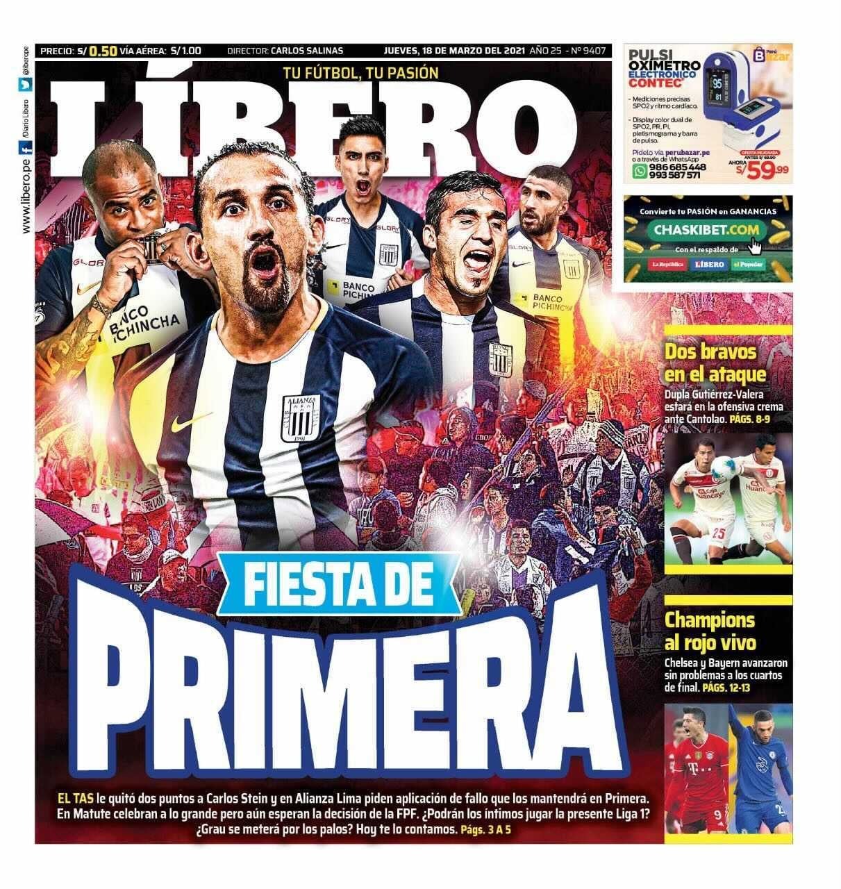 Alianza Lima protagonizó portadas en diarios deportivos tras fallo a favor del TAS.
