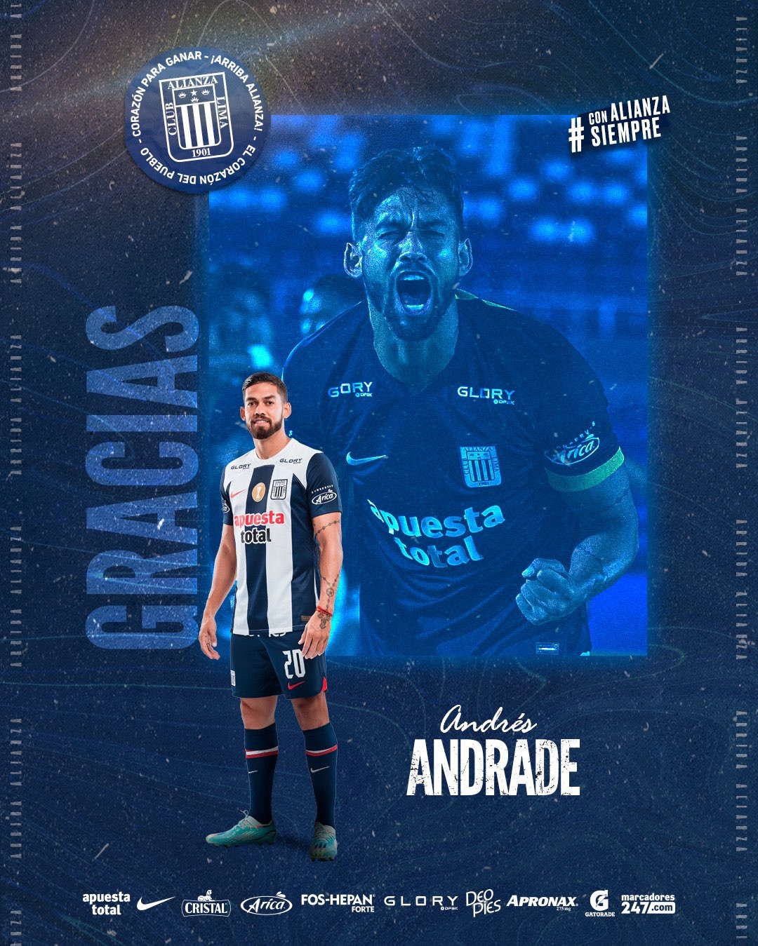 Andrés Andrade no va más en Alianza Lima. | Fuente: Alianza Lima