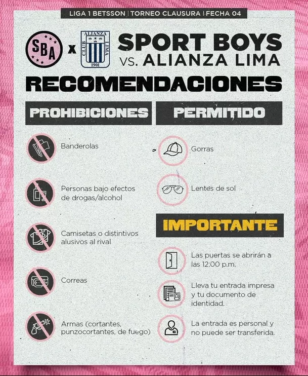 Recomendaciones para el ver el Sport Boys v. Alianza Lima. | Foto: Sport Boys.