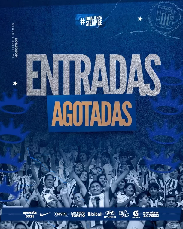 Entradas agotadas para el Alianza Lima vs. Universitario. | Fuente: @ClubALoficial