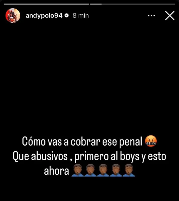 Mensaje de Andy Polo tras polémico penal cobrado por Kevin Ortega / IG