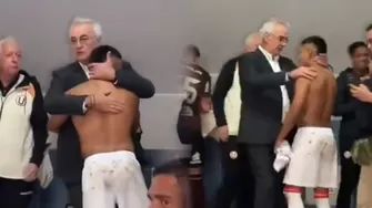 Jorge Fossati y Raúl Ruidíaz se dieron emotivo abrazo luego del partido en Trujillo / Captura / Toca y Pasa