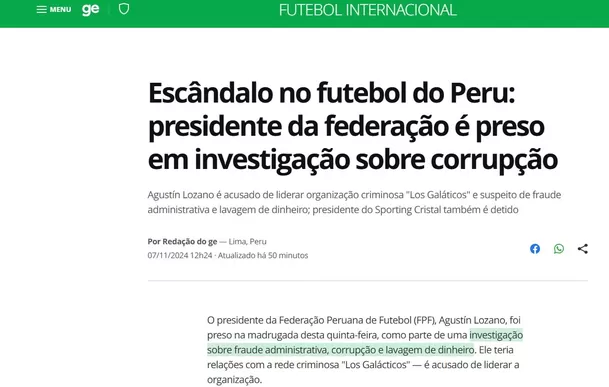 Globo Sporte de Brasil. | Captura