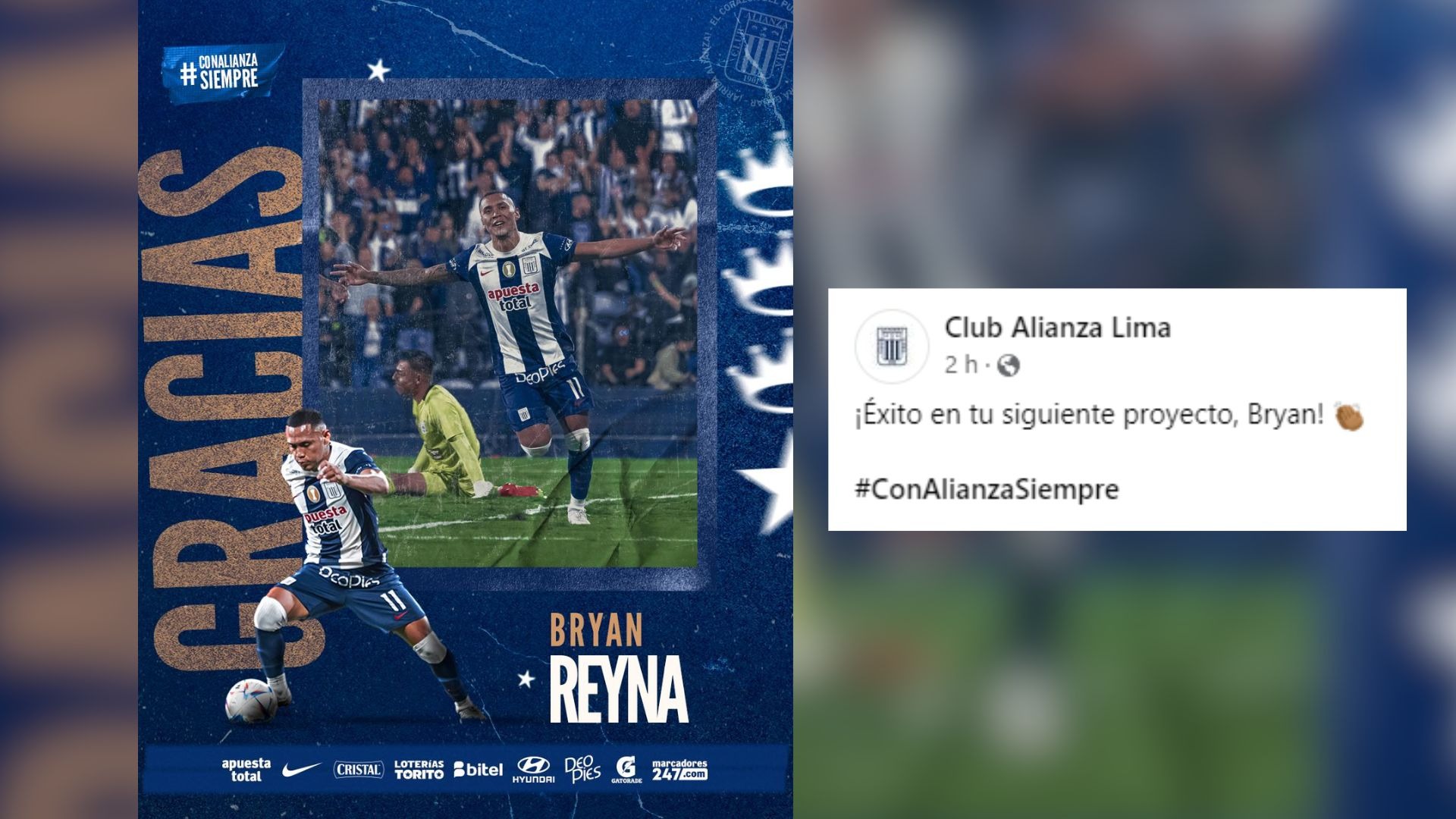 Publicación de Alianza Lima despidiéndose de Bryan Reyna / Foto: Alianza Lima