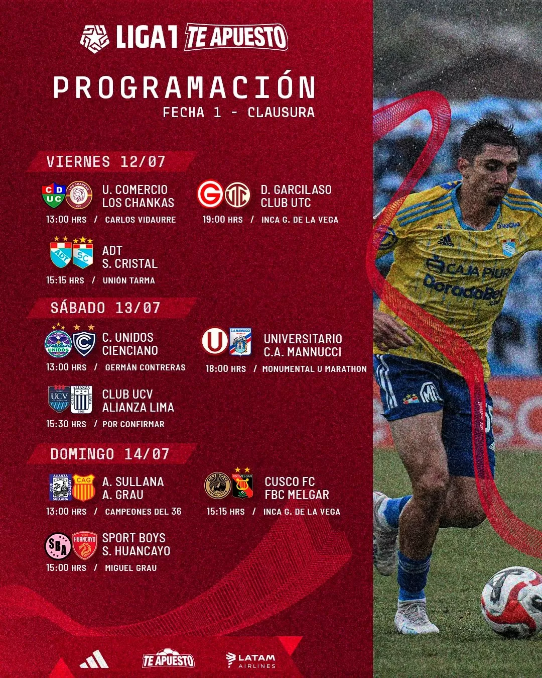 Cronograma de encuentros para el inicio del Torneo Clausura / Foto: Liga 1