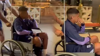 Kevin Quevedo fue captado en silla de ruedas durante el viaje de Alianza Lima para la gira en Uruguay / Jax Latin Media