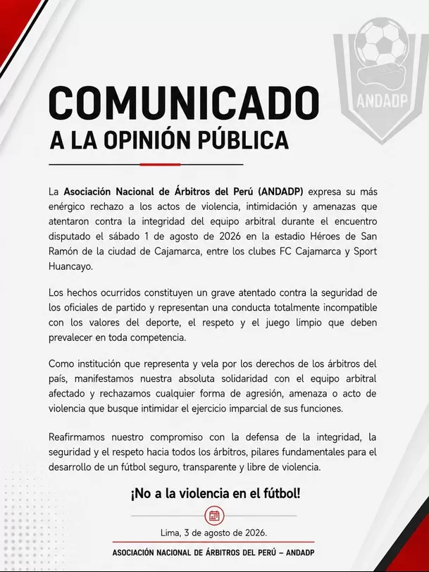 Comunicado de ANDADP. (Facebook) Comunicado de ANDADP. (Facebook)