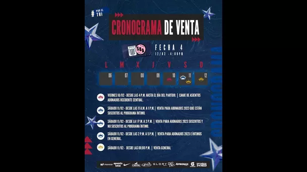 Cronograma de venta de entradas