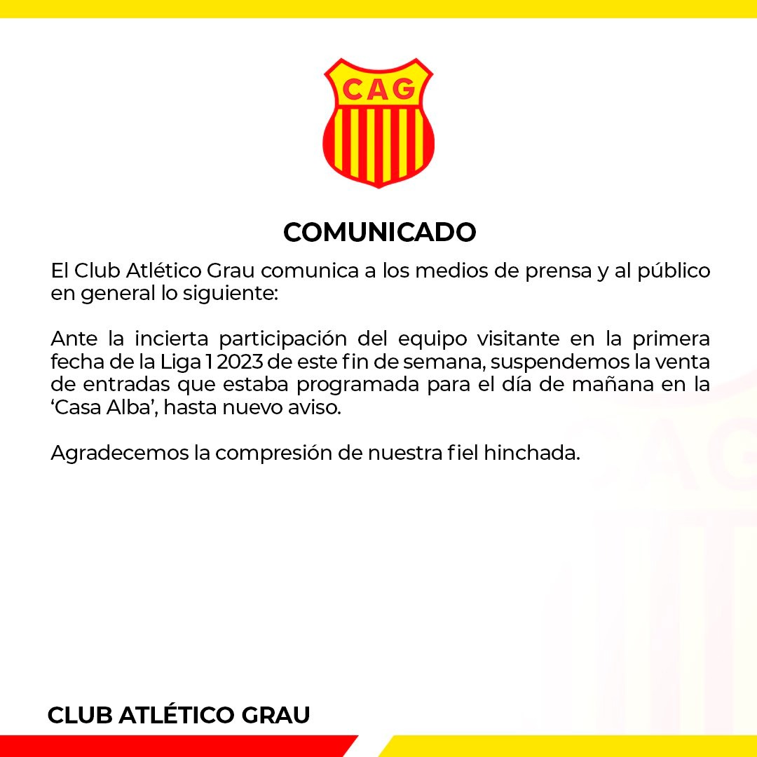 Comunicado Atlético Grau de Piura