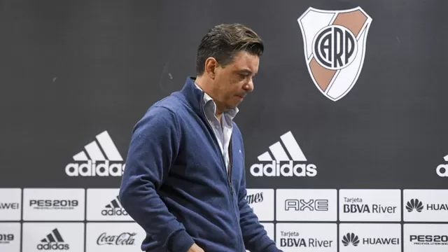 El técnico de River Plate está suspendido por Conmebol. | Foto: AFP